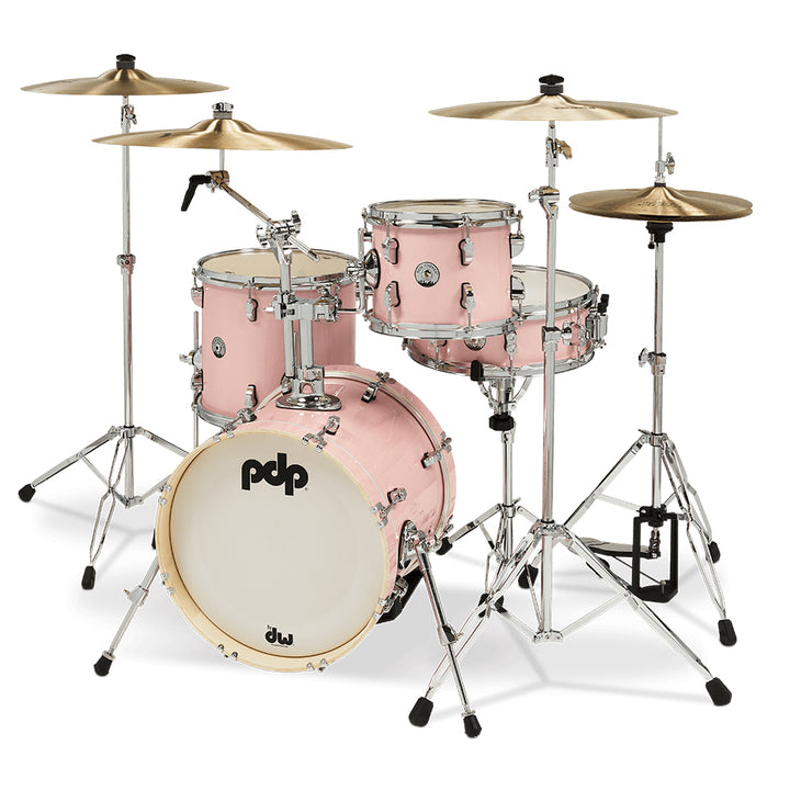 PDNY1604PR- PDP New Yorker 4-Piece Kit FinishPly Shell Pack (14x16 w/ BDM, 8x10, 12x13FT, 5x14 Snare) - Pale Rose Sparkle