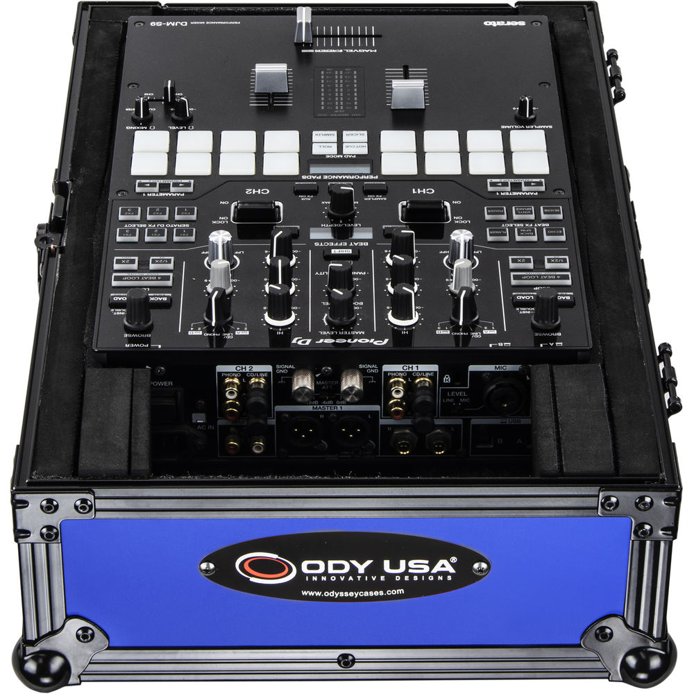Odyssey FR10MIX Universal 10” Format Extra-Deep DJ Mixer Case - Black on Blue