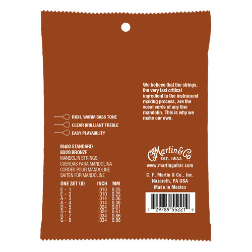 Martin M400 Mandolin Guitar Strings - Standard 10-34