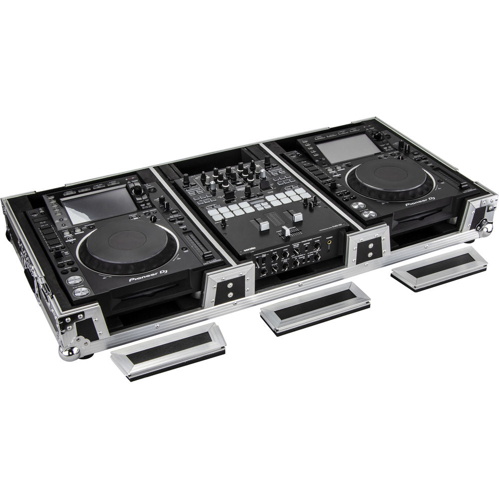 Odyssey FZ10CDJWXD Coffin Flight Case for 10” DJ Mixer & 2x Media Players - Silver and Black