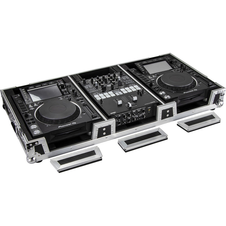 Odyssey FZ10CDJWXD Coffin Flight Case for 10” DJ Mixer & 2x Media Players - Silver and Black