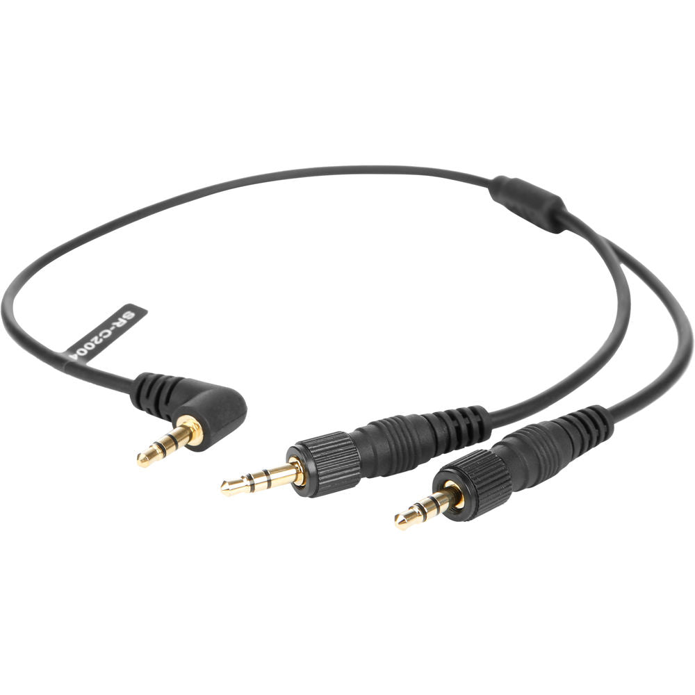 Saramonic SR-C2004 Dual Locking 3.5mm to Right-Angle 3.5mm Output Y-Cable for Two Wireless Receivers - 13”
