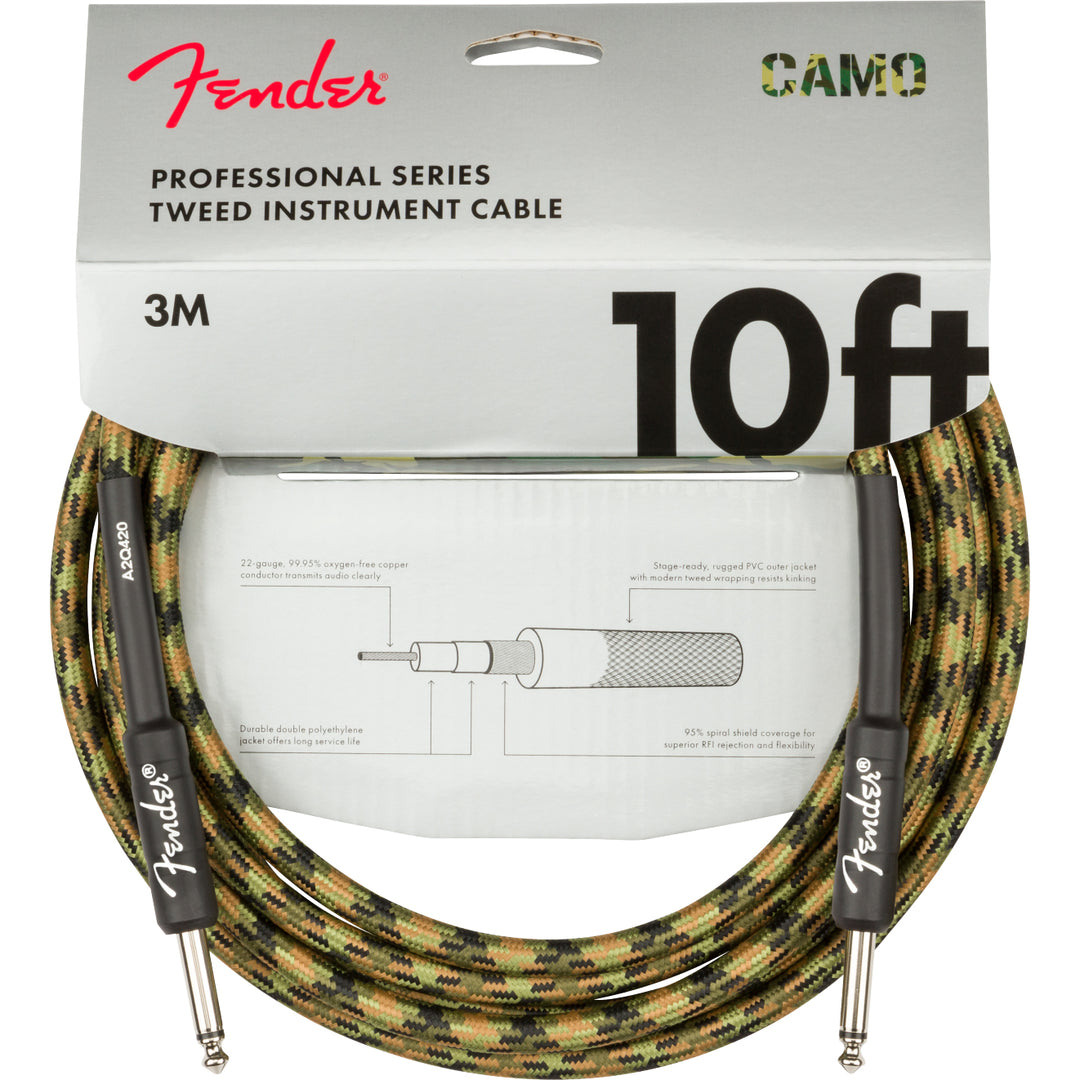Fender Professional Series Instrument Cable 10 Straight/Straight - Woodland Camo