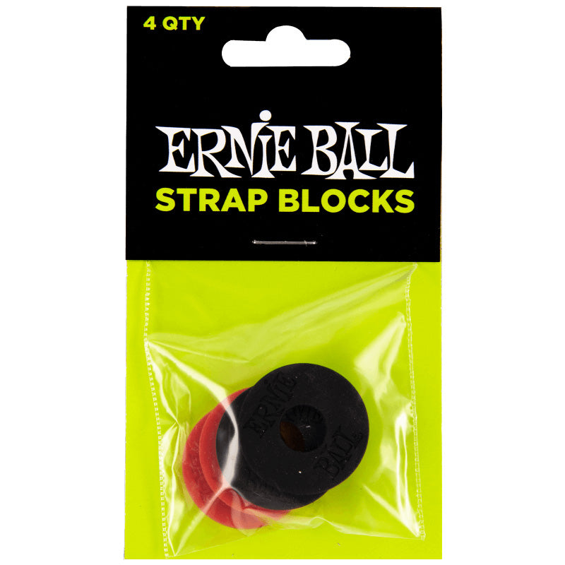 Ernie Ball Strap Blocks (4-Pack) - Black / Red