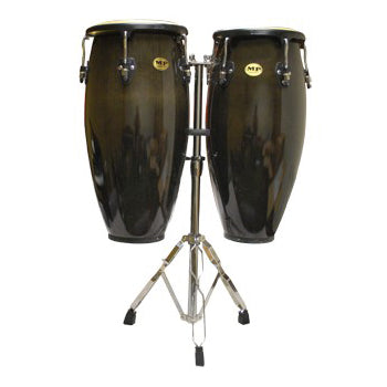 Mano Percussion MP1601-BK - Mano Double Conga Set 10&11" Blackwood W/Stand (2 boxes)