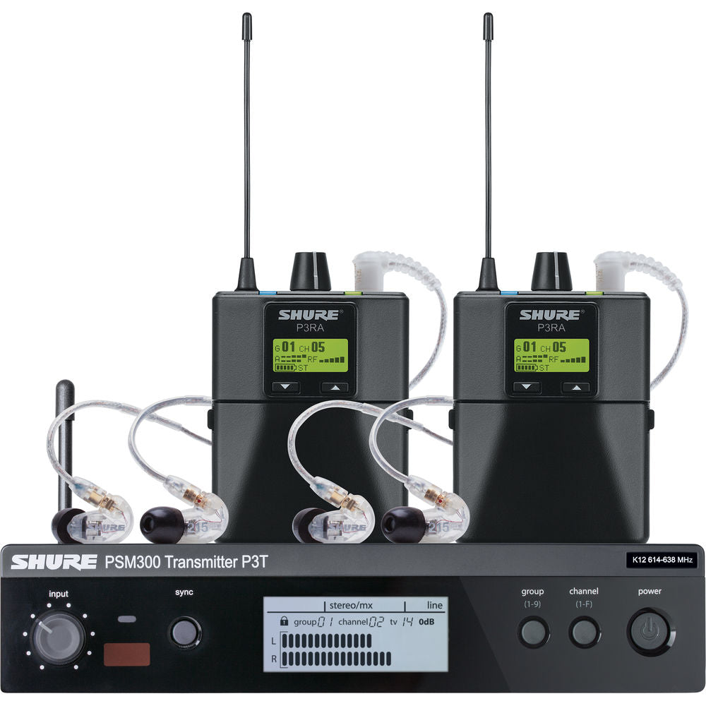 Shure P3TRA215 Wireless Personal Monitor System Set w/ SE215 Earphones Single G20: 488 - 512 MHz