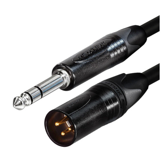 Digiflex CXMS-3-BLACK - 3 Foot L-2T2S Adapter Cable -XLRM to Stereo Phone Plug