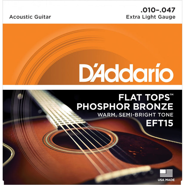 D'Addario EFT15 - SET ACOUS FLAT TOP PB X-LITE