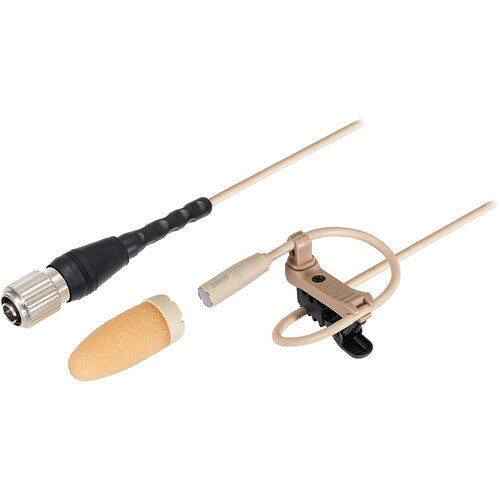 Audio-Technica BP899cH Submini Omni Condenser Lavalier Microphone w/ 55” Cable, CH Screw-Down 4-Pin - Beige