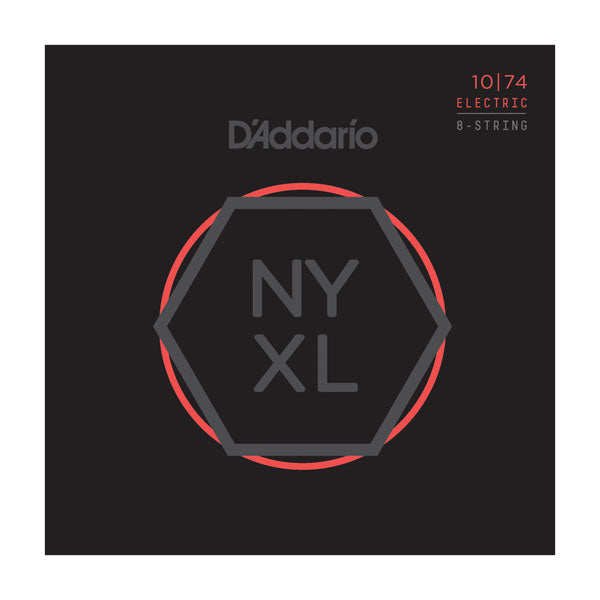 D'Addario NYXL1074 NYXL Electric Guitar Strings - Light Top / Heavy Bottom 8-String Set (10-74)