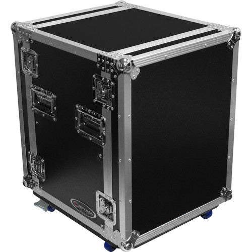 Odyssey Flight Zone 14 RU Pro Amp Rack Flight Case with Wheels and Dual Rails