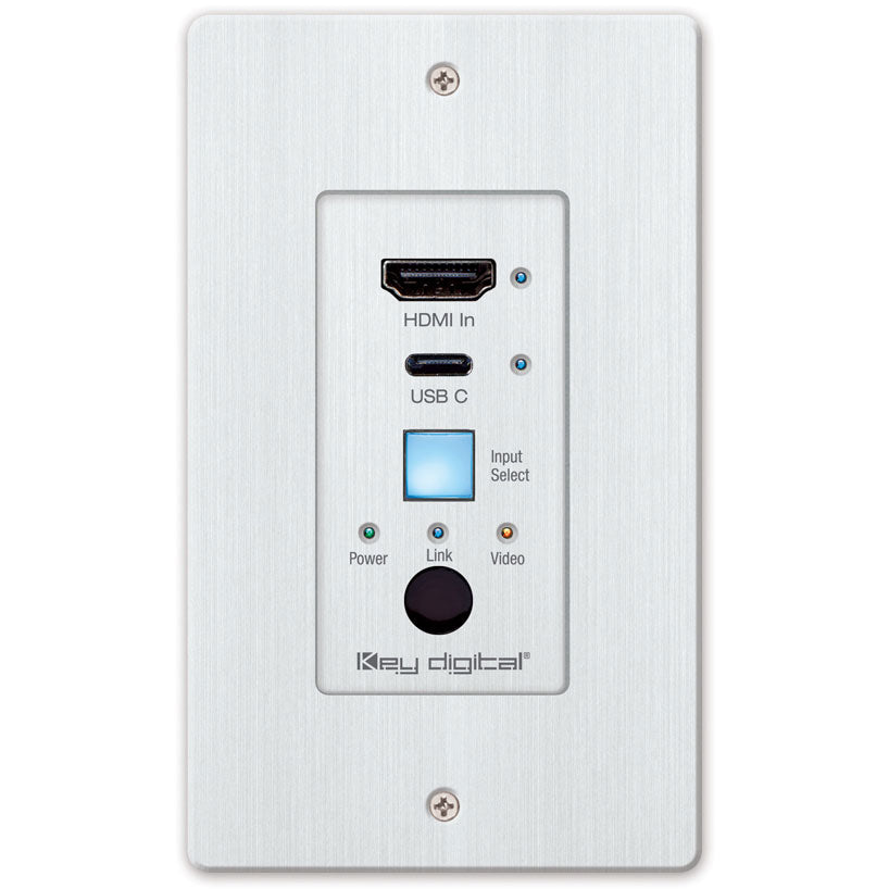 Key Digital KD-EXWPSTX Single Gang HDMI USB-C Over 50m CAT5e/6 Wall Plate Switcher Transmitter