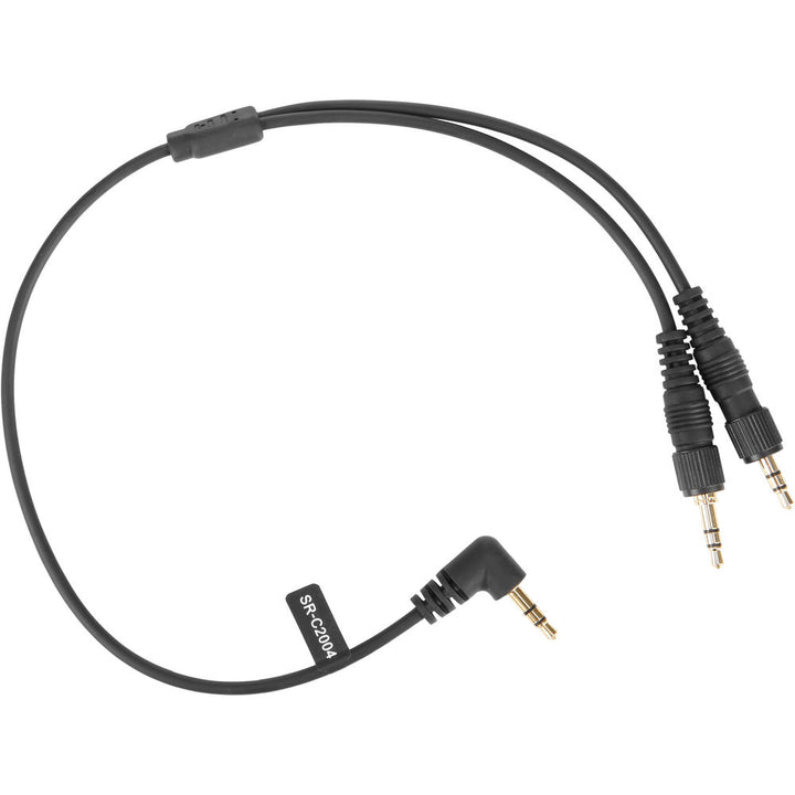 Saramonic SR-C2004 Dual Locking 3.5mm to Right-Angle 3.5mm Output Y-Cable for Two Wireless Receivers - 13”