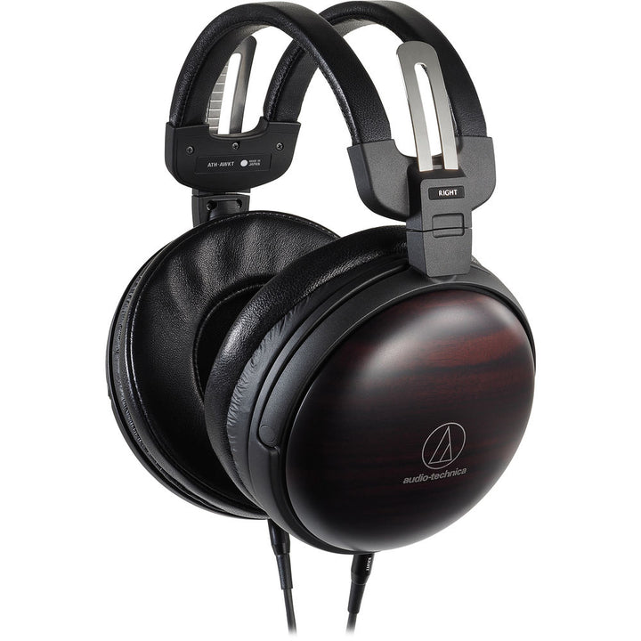 Audio-Technica Consumer ATH-AWKT Audiophile Closed-Back Dynamic Wooden Headphones - Striped Ebony