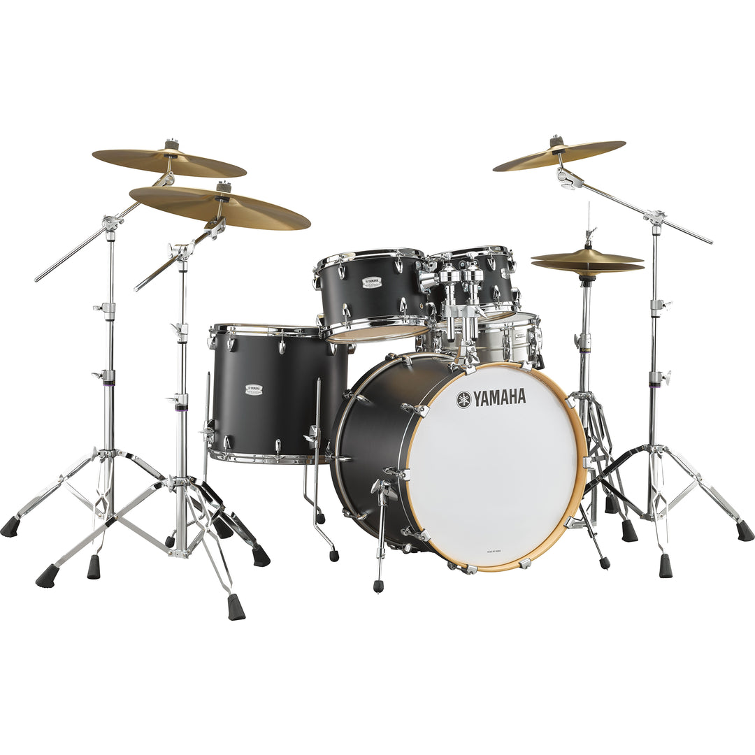Yamaha Tour Custom Maple 5-Piece Drum Kit 22” Bass Drum w/ Snare & Hardware - Licorice Satin