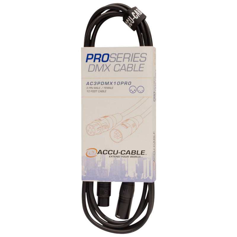Accu-Cable Professional 3-Pin DMX Cable 10 Feet