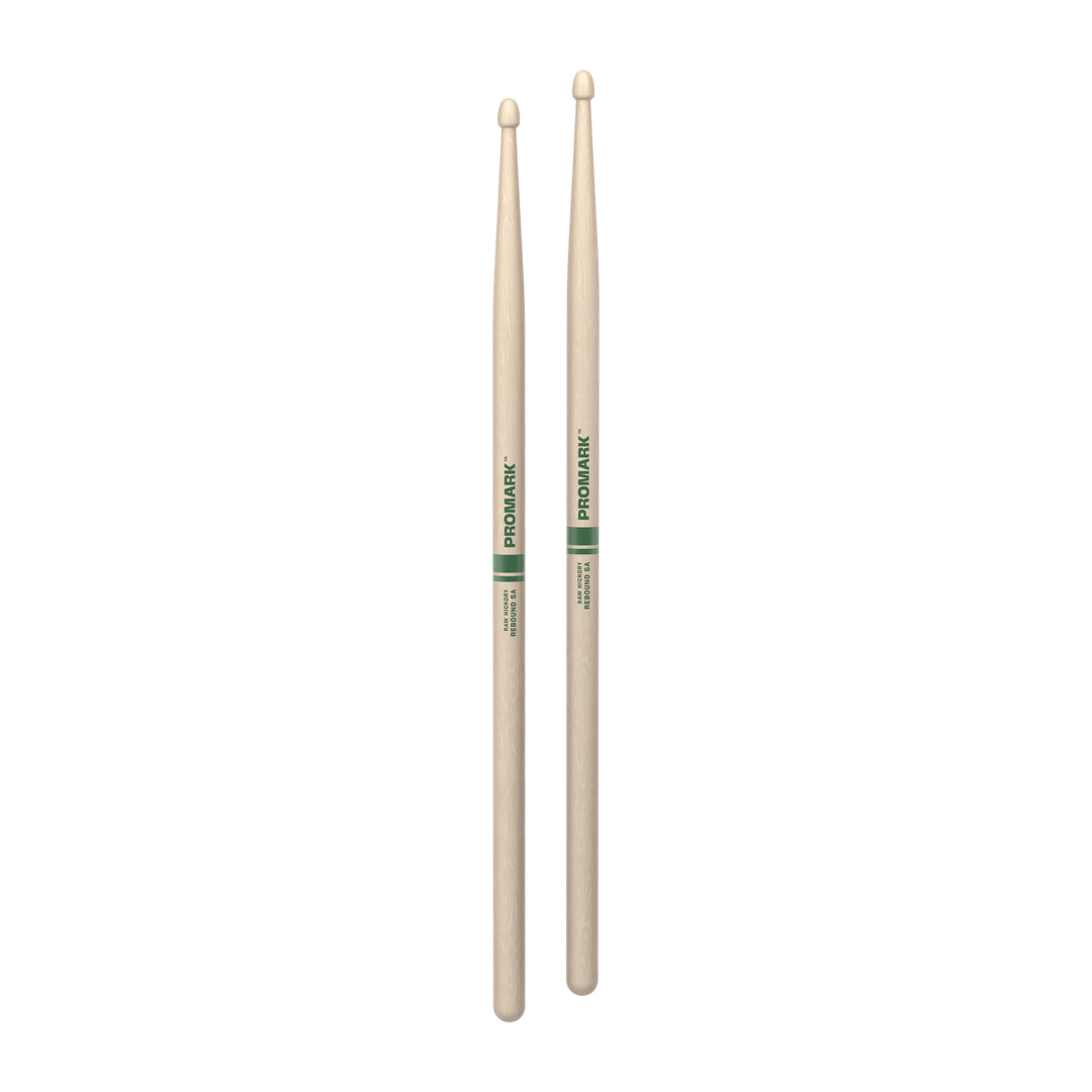 Promark RBHR565AW-Promark Rebound 5A Raw Hickory Drumsticks, Acorn Wood Tip