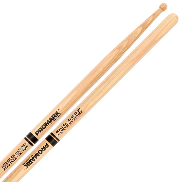 Promark TX718W-Promark 718 Hickory Wood Tip "Acid Jazz" Drumsticks