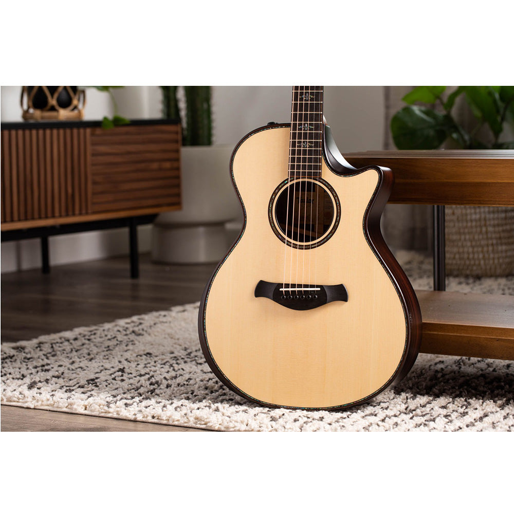 Taylor Guitars Builder's Edition 912ce, Indian Rosewood Back and Sides, West African Crelicam Ebony Fretboard, Expression System ® 2 Electronics, Beveled Cutaway with Taylor Deluxe Hardshell Brown Case