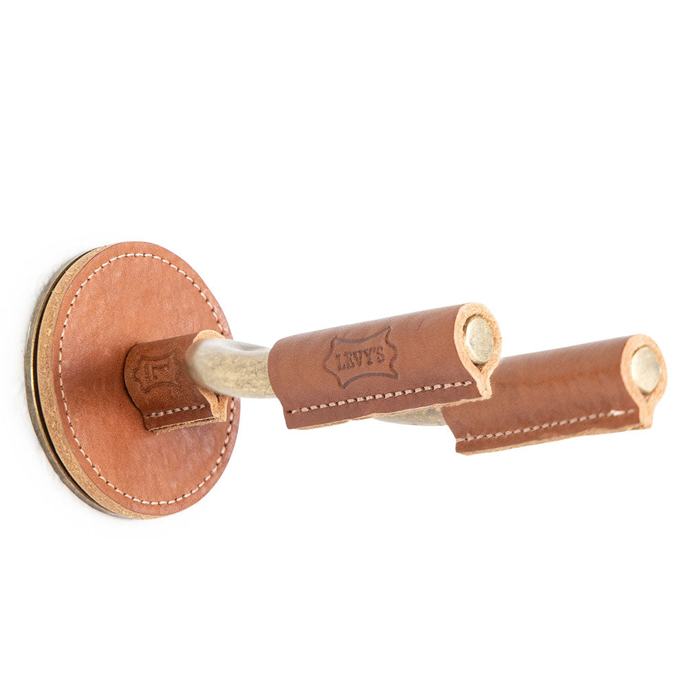 Levy's Forged Guitar Hanger - Brass w/ Tan Leather