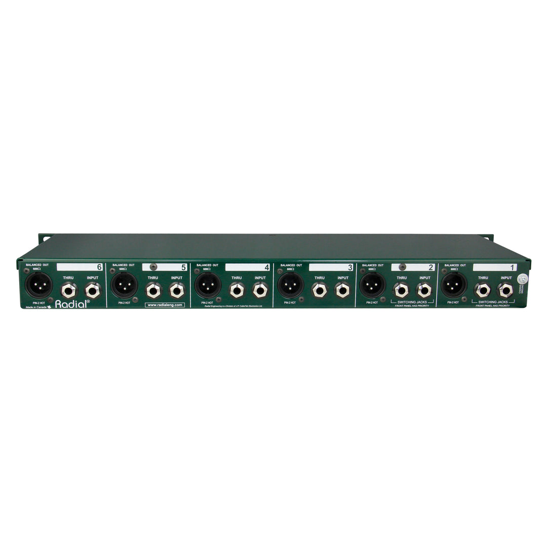 Radial JD 6 - Six-Channel Passive Direct Box with Jensen Transformers in Rackmount Chassis