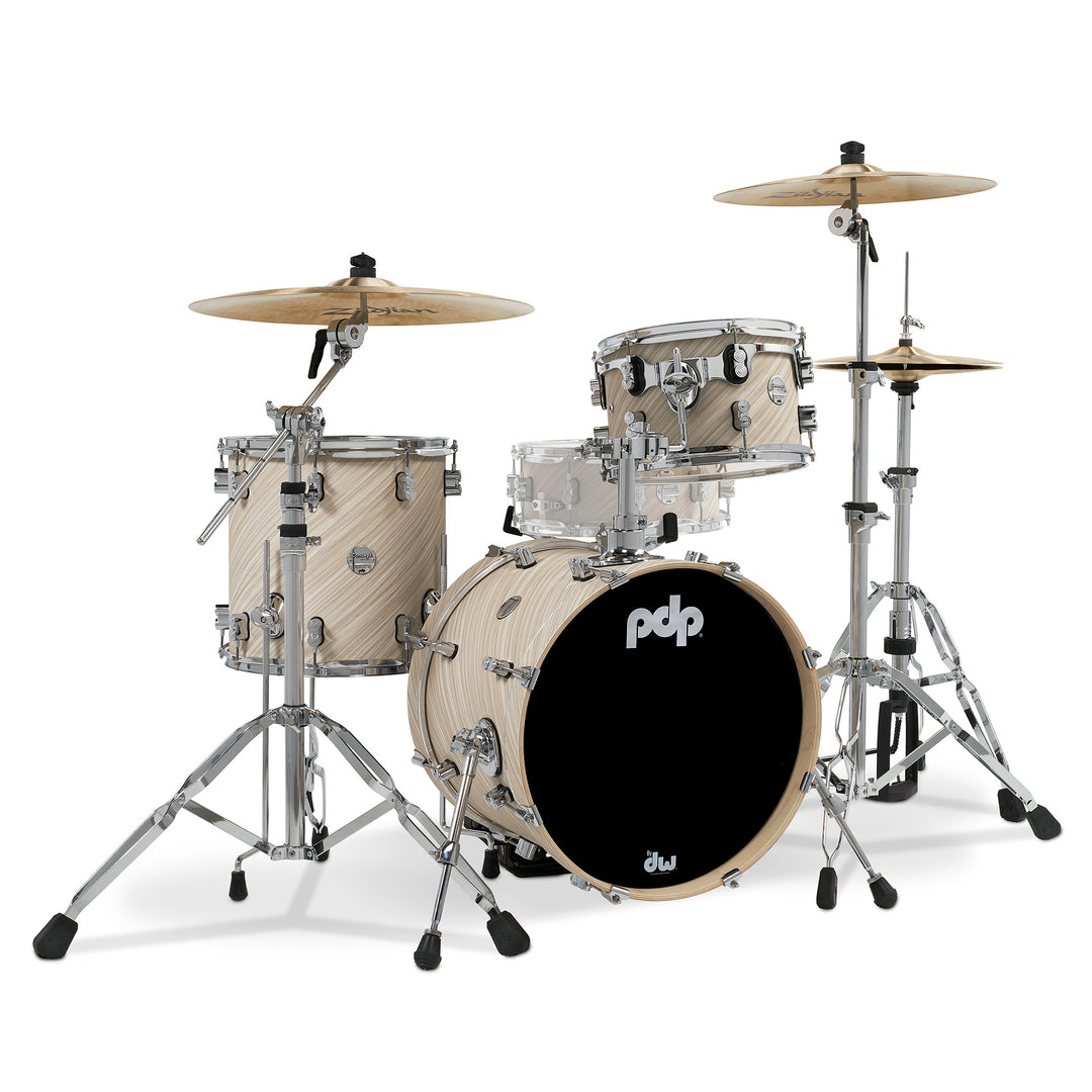 PDP Concept Maple Finish Ply CM Bop Kit Shell Pack w/ Chrome Hardware (14x18 w/ BDM, 8x12, 14x14FT) - Twisted Ivory
