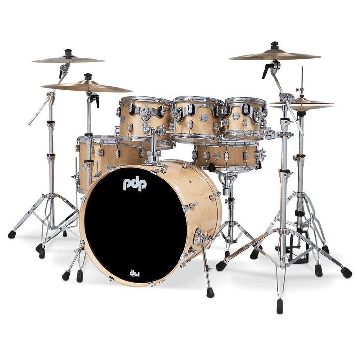 PDP Concept Maple Lacquer CM7 7-Piece Kit Shell Pack w/ Chrome Hardware (18x22 w/ BDM, 7x8, 8x10, 9x12, 12x14FT, 14x16FT, 5.5x14 Snare) - Natural Lacquer