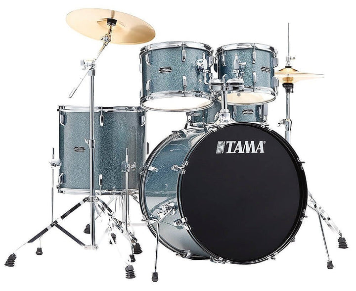 Tama ST52H5CSEM- Tama Stagestar 5-Pc Drum Kit W/ Hardware, Throne, Cymbals, Complete Set - Sea Blue Mist