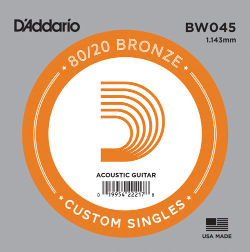 D'Addario BW045 - SINGLE 80/20 BRONZE WND 045
