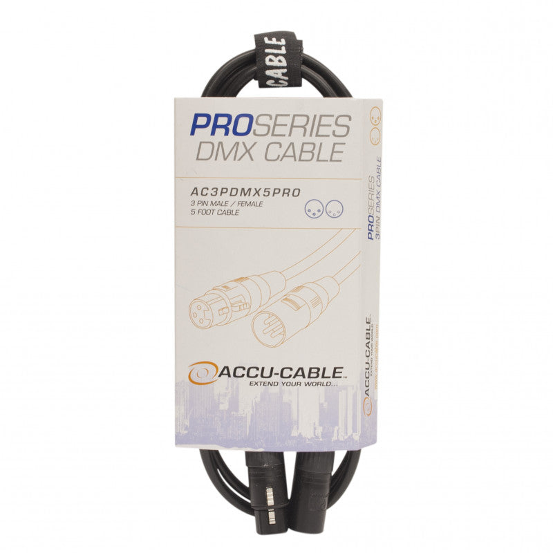 Accu-Cable Professional 3-Pin DMX Cable 5 Feet