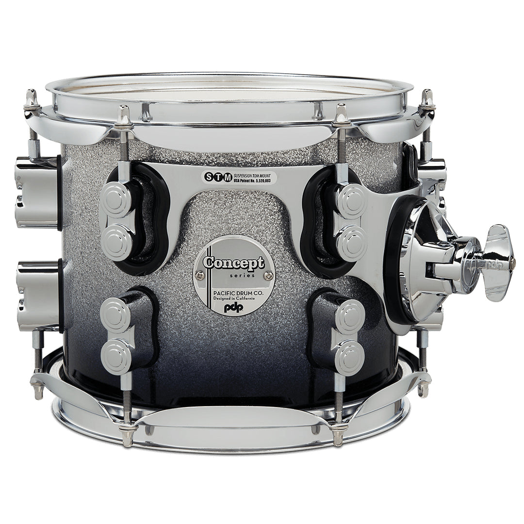 PDP Concept Maple Lacquer 7x8 Suspended Tom w/ Chrome Hardware - Silver to Black Fade