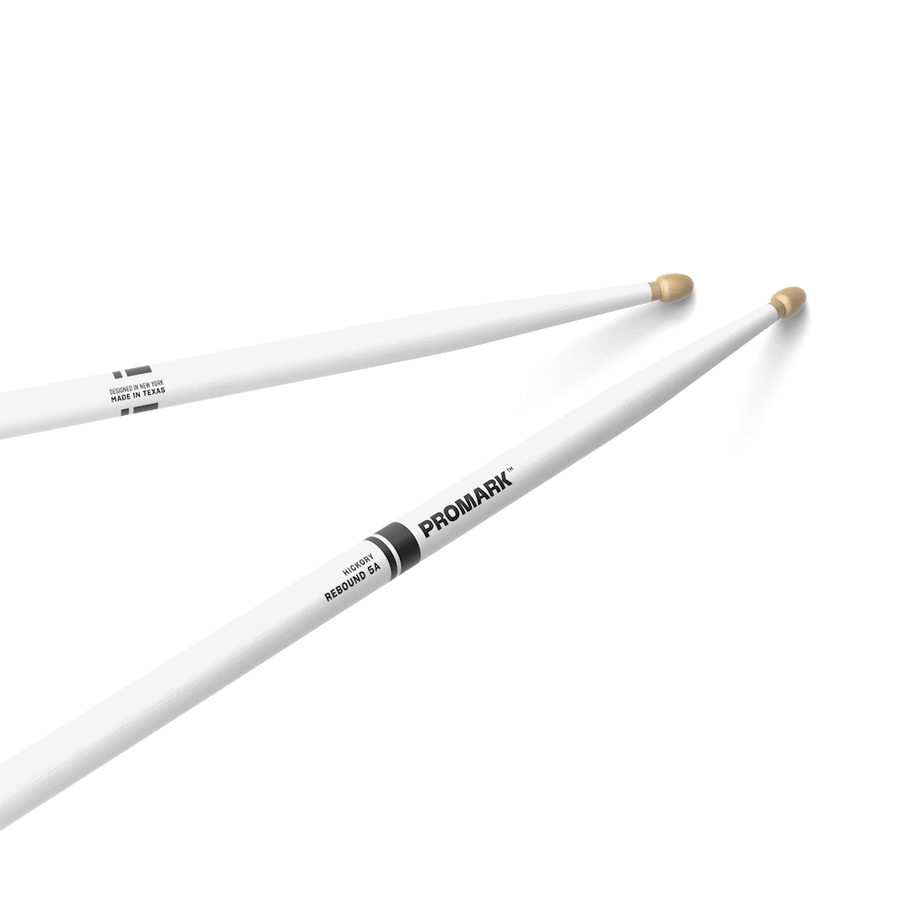 Promark RBH565AW-WHITE-Promark Rebound 5A Acorn Tip White Drumsticks