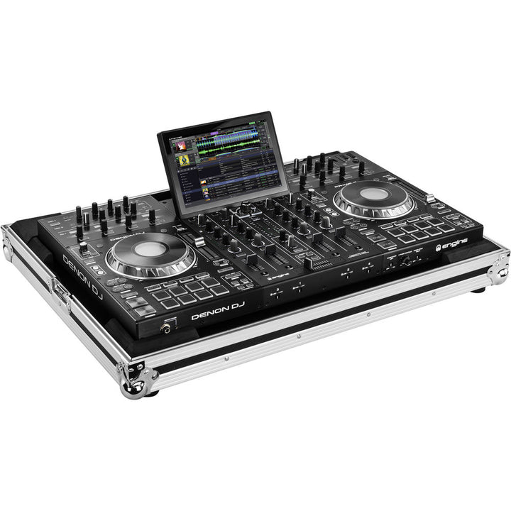 Odyssey FZDNPRIME4 Flight Zone Case for Denon Prime 4 DJ Controller System - Silver and Black