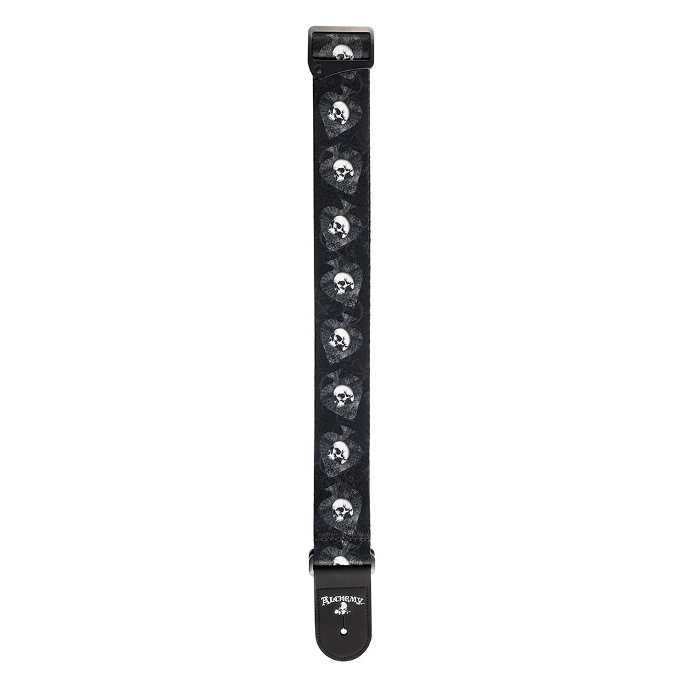 D'Addario ALCHEMY WOVEN GUITAR STRAP 50MM - SKULLS IN SPADES