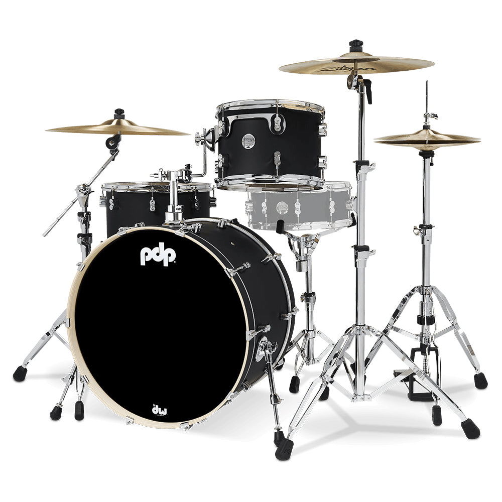 PDP Concept Maple Finish Ply CM Rock Kit Shell Pack w/ Chrome Hardware (14x24, 9x13, 16x16FT) - Satin Black