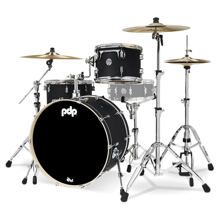 PDP Concept Maple Finish Ply CM Rock Kit Shell Pack w/ Chrome Hardware (14x24, 9x13, 16x16FT) - Satin Black