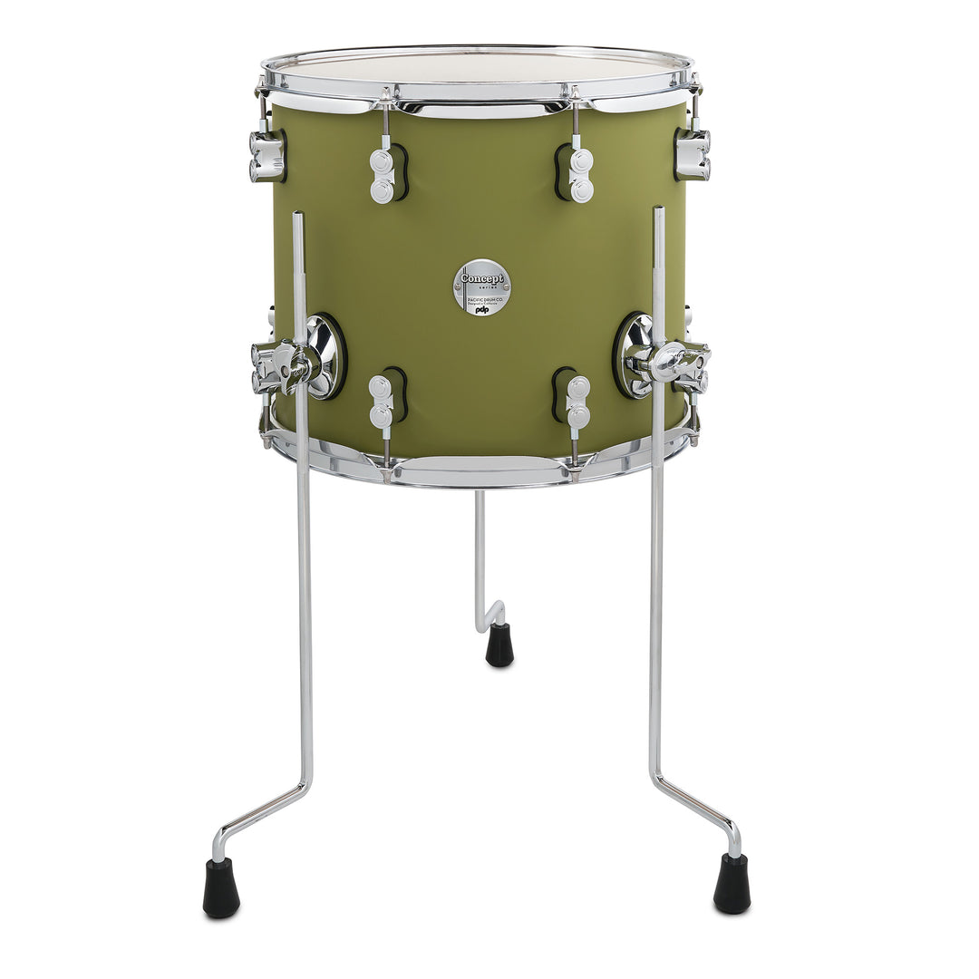 PDP Concept Maple Finish Ply 12x14 Floor Tom w/ Chrome Hardware - Satin Olive
