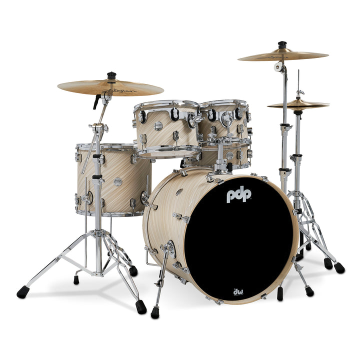PDP Concept Maple Finish Ply CM5 5-Piece Kit Shell Pack w/ Chrome Hardware (18x22 w/ BDM, 8x10, 9x12, 14x16FT, 5.5x14 Snare) - Twisted Ivory