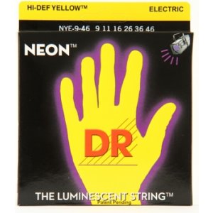 DR Strings NYE-9/46 (Light-Heavy) - Hi-Def NEON YELLOW:  Coated Electric: 9, 11, 16, 26, 36, 46