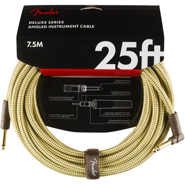 Fender Deluxe Series Instrument Cable, Tweed - 25ft