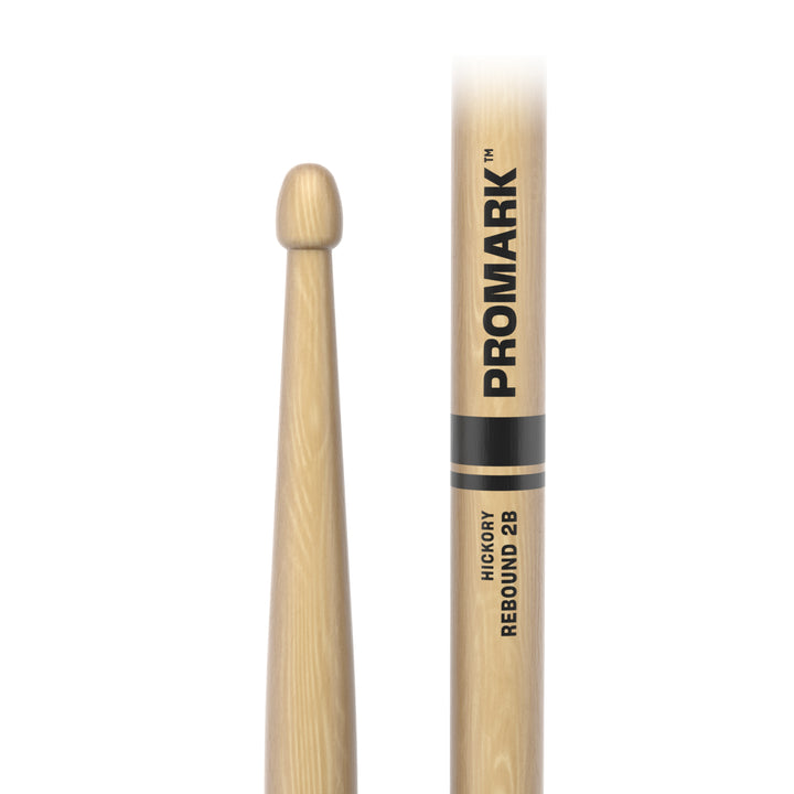 Promark RBH625AW-Promark Rebound 2B Hickory Drumsticks, Acorn Wood Tip