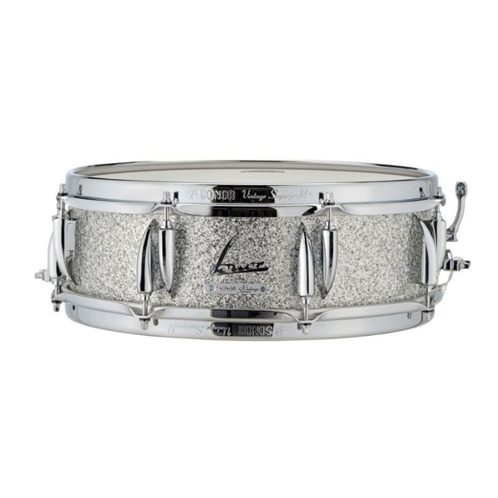 Sonor Vintage VT-14x5.75-SDW-VSG 14” x 5.75” Snare Drum w/ “Super 50” Throw Off - Vintage Silver Glitter