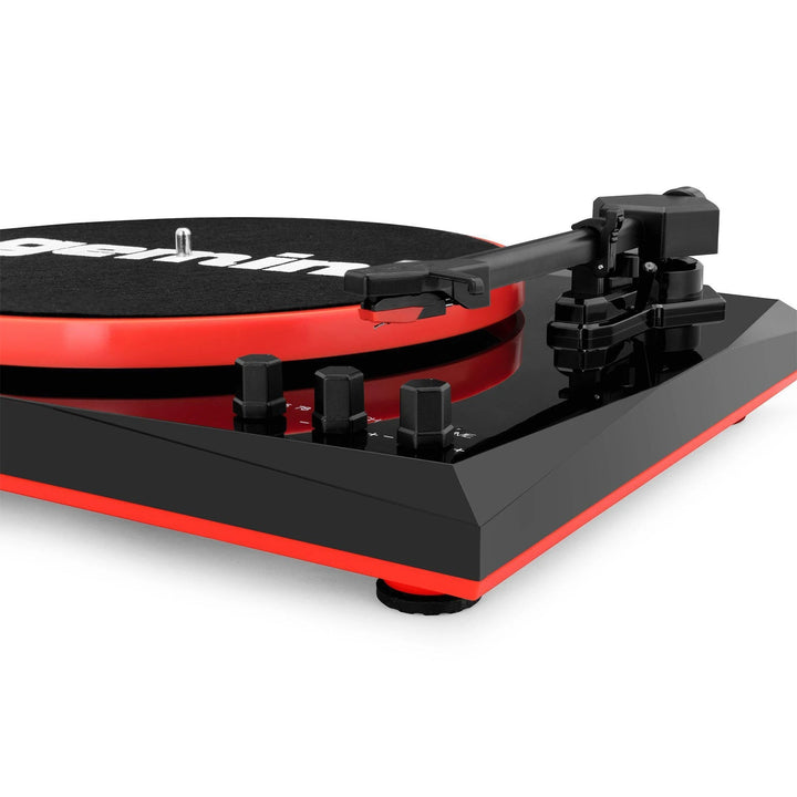 Gemini TT-900 Modern Bluetooth Turntable System with Stereo Speakers - Black / Red