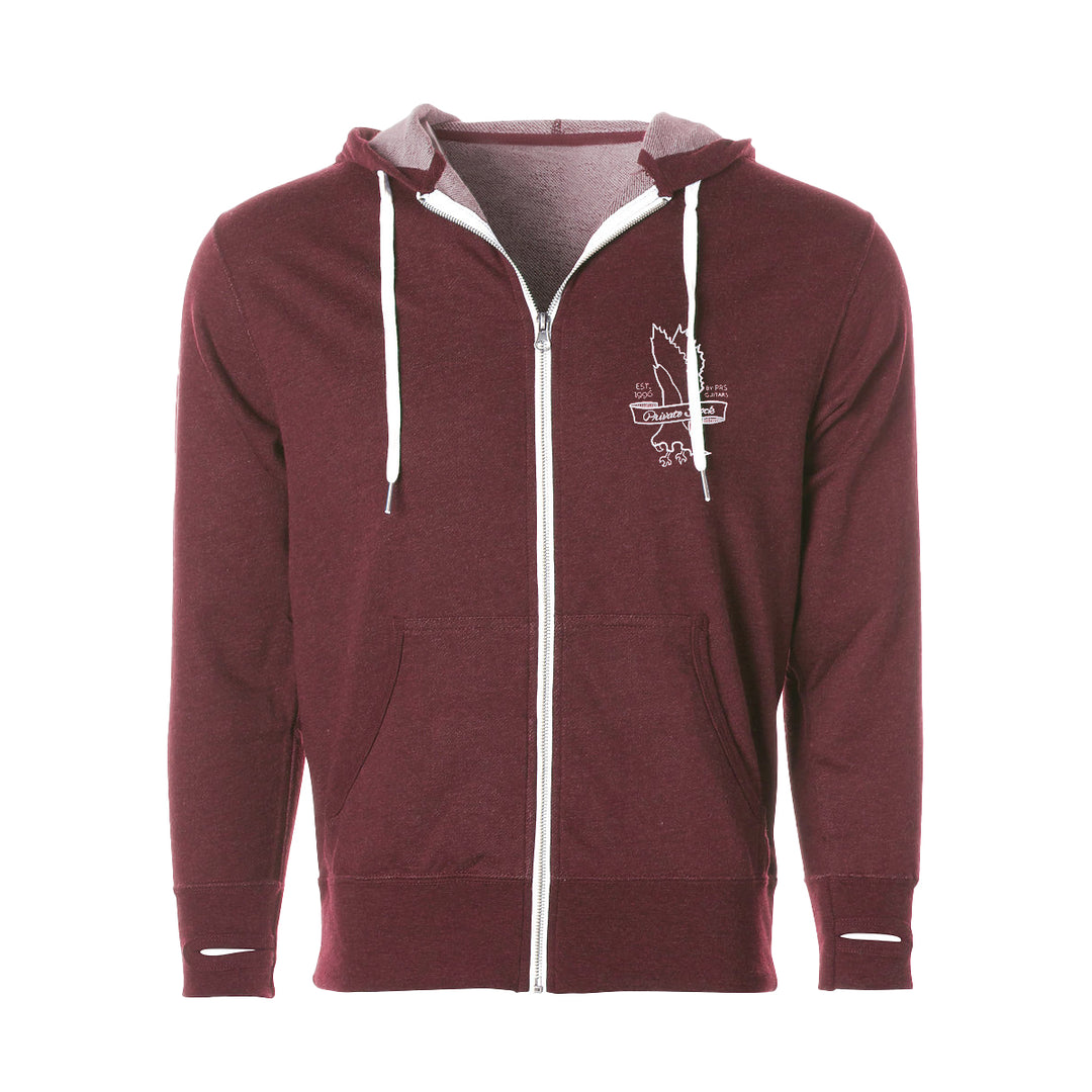 PRS Hoodie, Full-Zip, Private Stock Logo - Heather Red