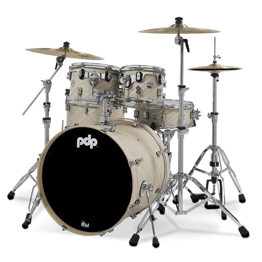 PDP Concept Maple Finish Ply CM5 5-Piece Kit Shell Pack w/ Chrome Hardware (18x22 w/ BDM, 8x10, 9x12, 14x16FT, 5.5x14 Snare) - Twisted Ivory