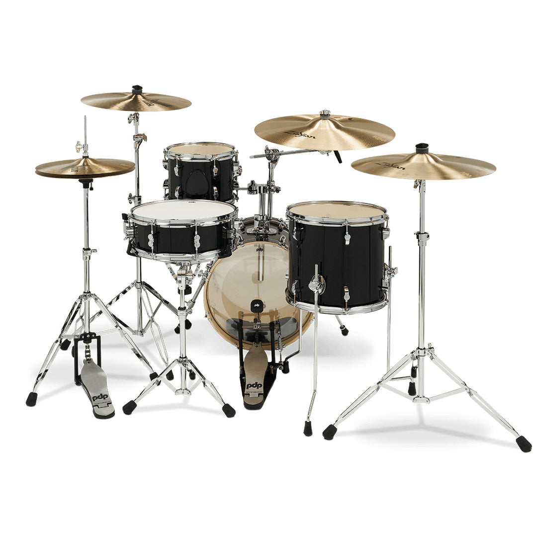 PDNY1604BO- PDP New Yorker 4-Piece Kit FinishPly Shell Pack (14x16 w/ BDM, 8x10, 12x13FT, 5x14 Snare) - Black Onyx Sparkle