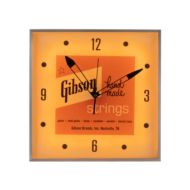 Gibson Vintage Lighted Wall Clock - Handmade Strings