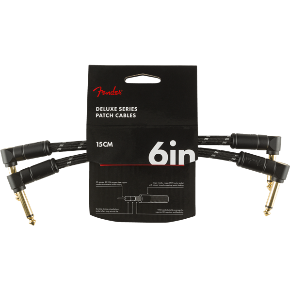 Fender Deluxe Series Instrument Cable, Tweed - Black Tweed - 6-Inch