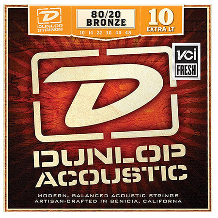 Dunlop DAB1048 Acoustic 80/20 Brass XL 6 string set 10-48