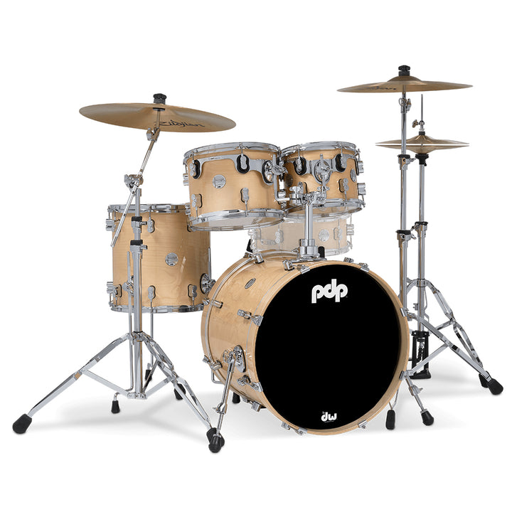 PDP Concept Maple Lacquer CM Fusion Kit Shell Pack w/ Chrome Hardware (16x20 w/ BDM, 8x10, 9x12, 14x14FT) - Natural Lacquer